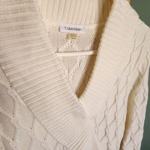 Calvin Klein Women's Ivory Cable Knit Sweater Dress